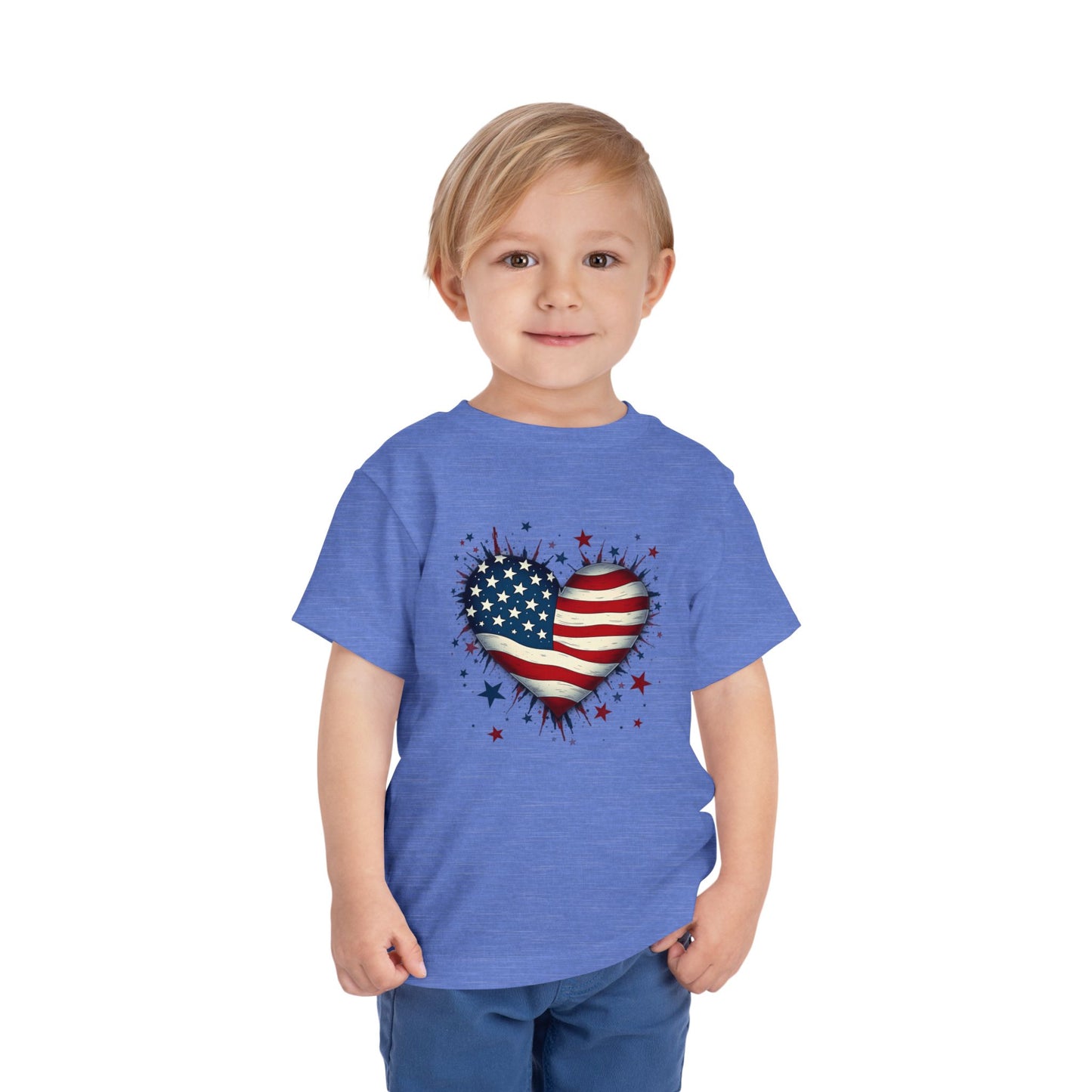 USA Heart Design, Kids' Independence Day Shirt, Summer Fun Top, Party Outfit, 4th of July Apparel