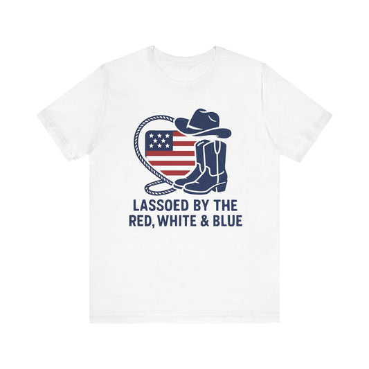 Patriotic Cowboy Tee - Lassoed by the Red, White & Blue