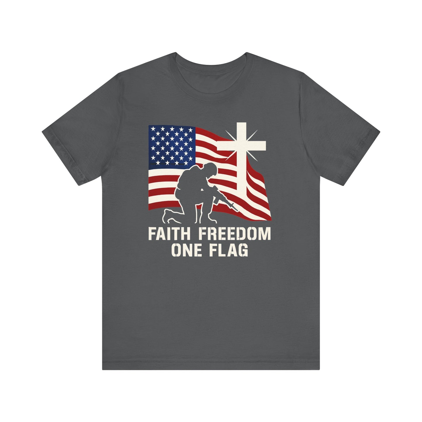 Faith, Freedom & One Flag Tee - Unisex Jersey Short Sleeve T-Shirt, Fourth of July Gift, Family Reunion Apparel, Casual Summer Shirt, American Pride