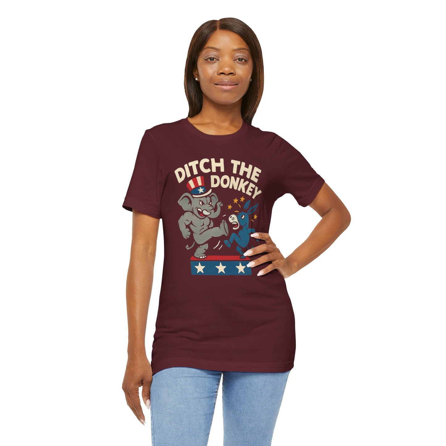 Ditch the Donkey Tee, Unisex Short Sleeve Graphic Shirt, Election Day Outfit, Party Shirt, Political Gift