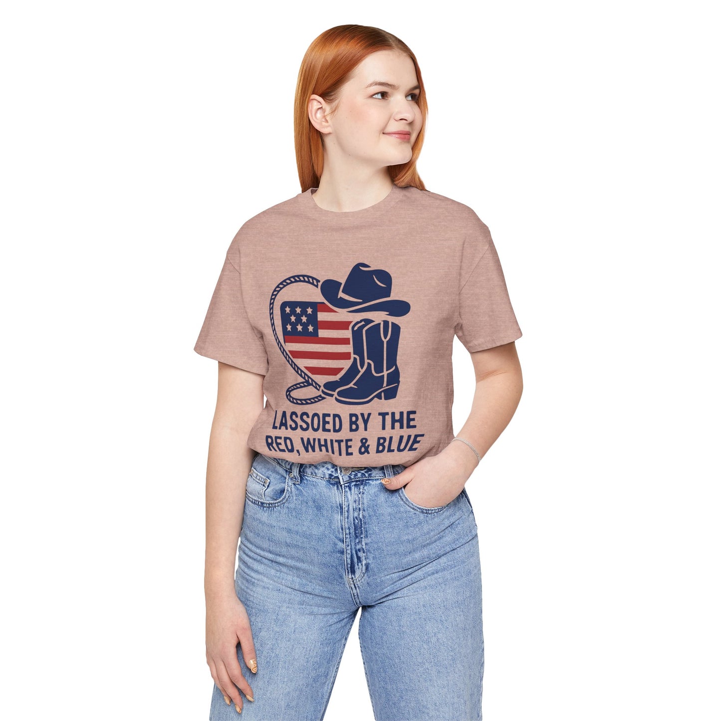 Patriotic Cowboy Tee - Lassoed by the Red, White & Blue