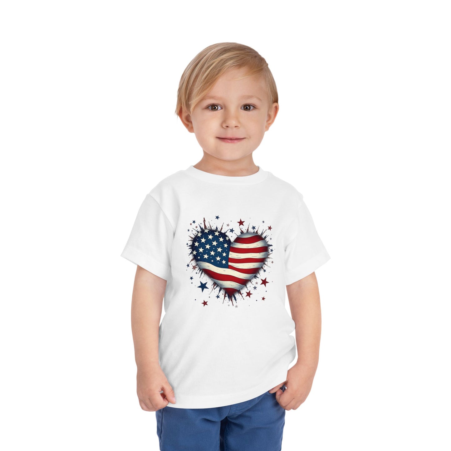 USA Heart Design, Kids' Independence Day Shirt, Summer Fun Top, Party Outfit, 4th of July Apparel
