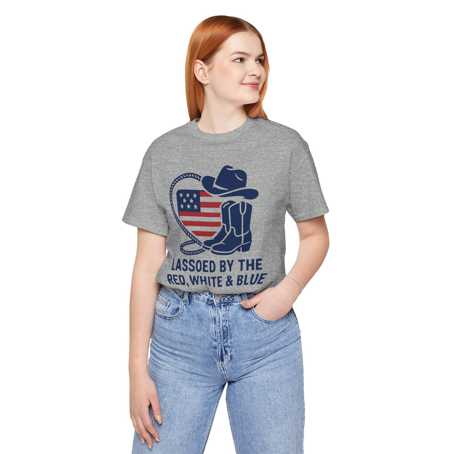 Patriotic Cowboy Tee - Lassoed by the Red, White & Blue