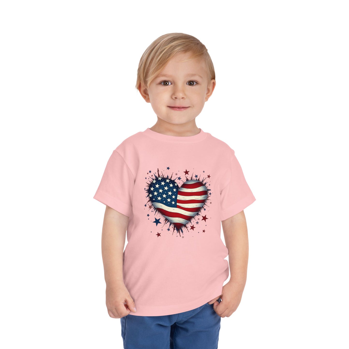USA Heart Design, Kids' Independence Day Shirt, Summer Fun Top, Party Outfit, 4th of July Apparel