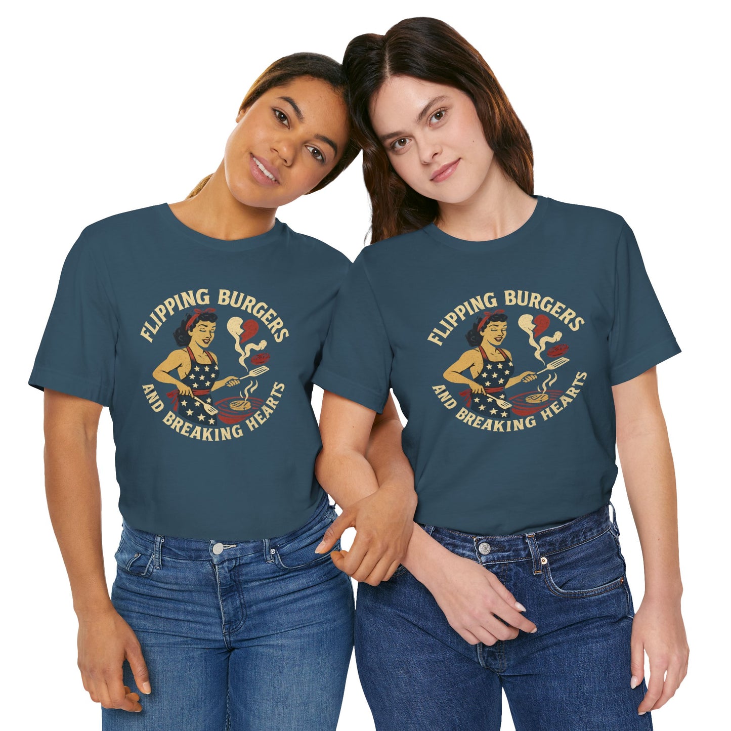 Funny Cooking Tee, Flipping Burgers and Breaking Hearts Unisex Shirt