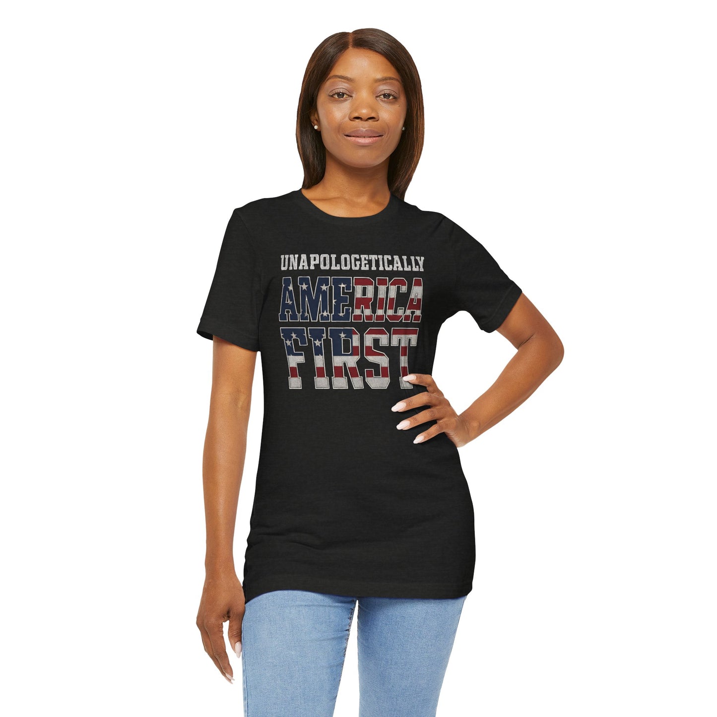 America First Unisex Tee | Patriotic Short Sleeve Shirt