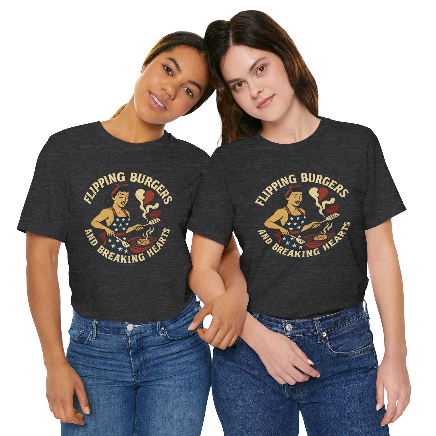 Funny Cooking Tee, Flipping Burgers and Breaking Hearts Unisex Shirt