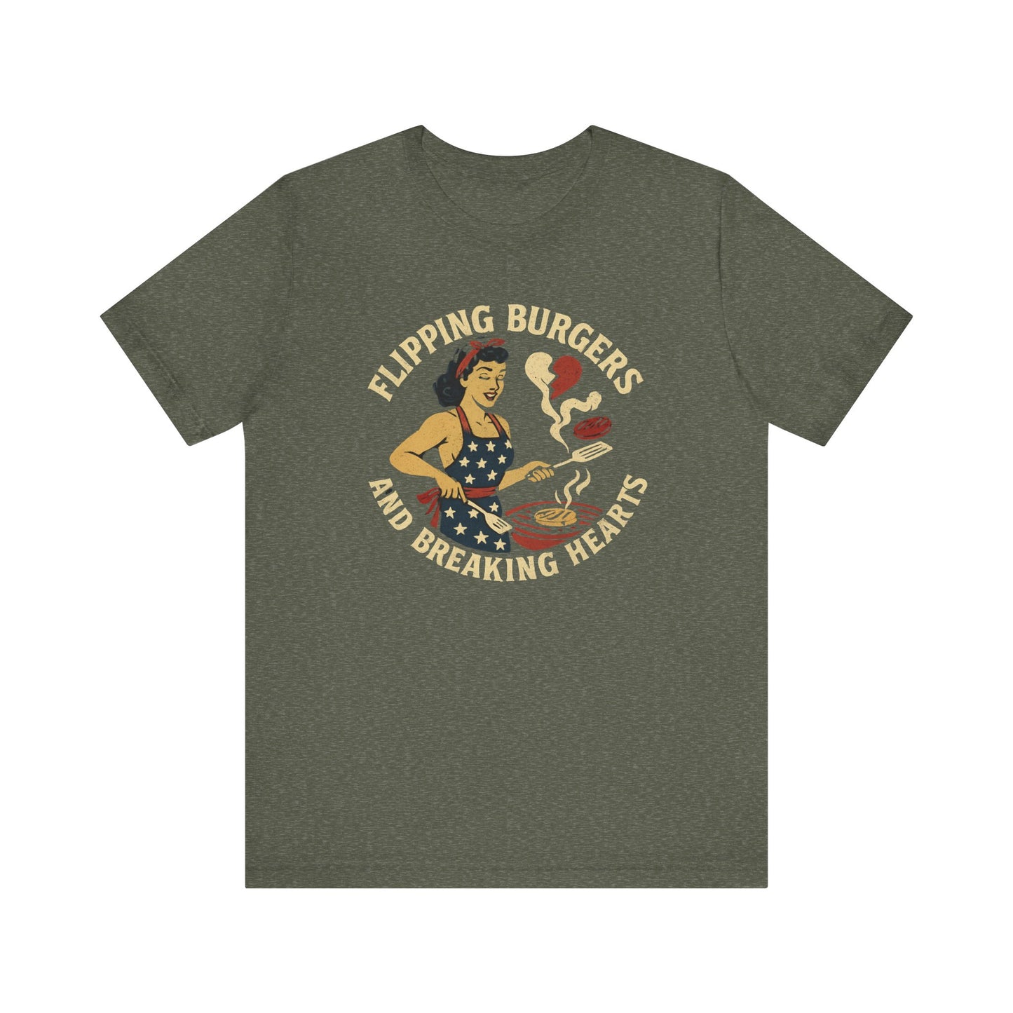 Funny Cooking Tee, Flipping Burgers and Breaking Hearts Unisex Shirt