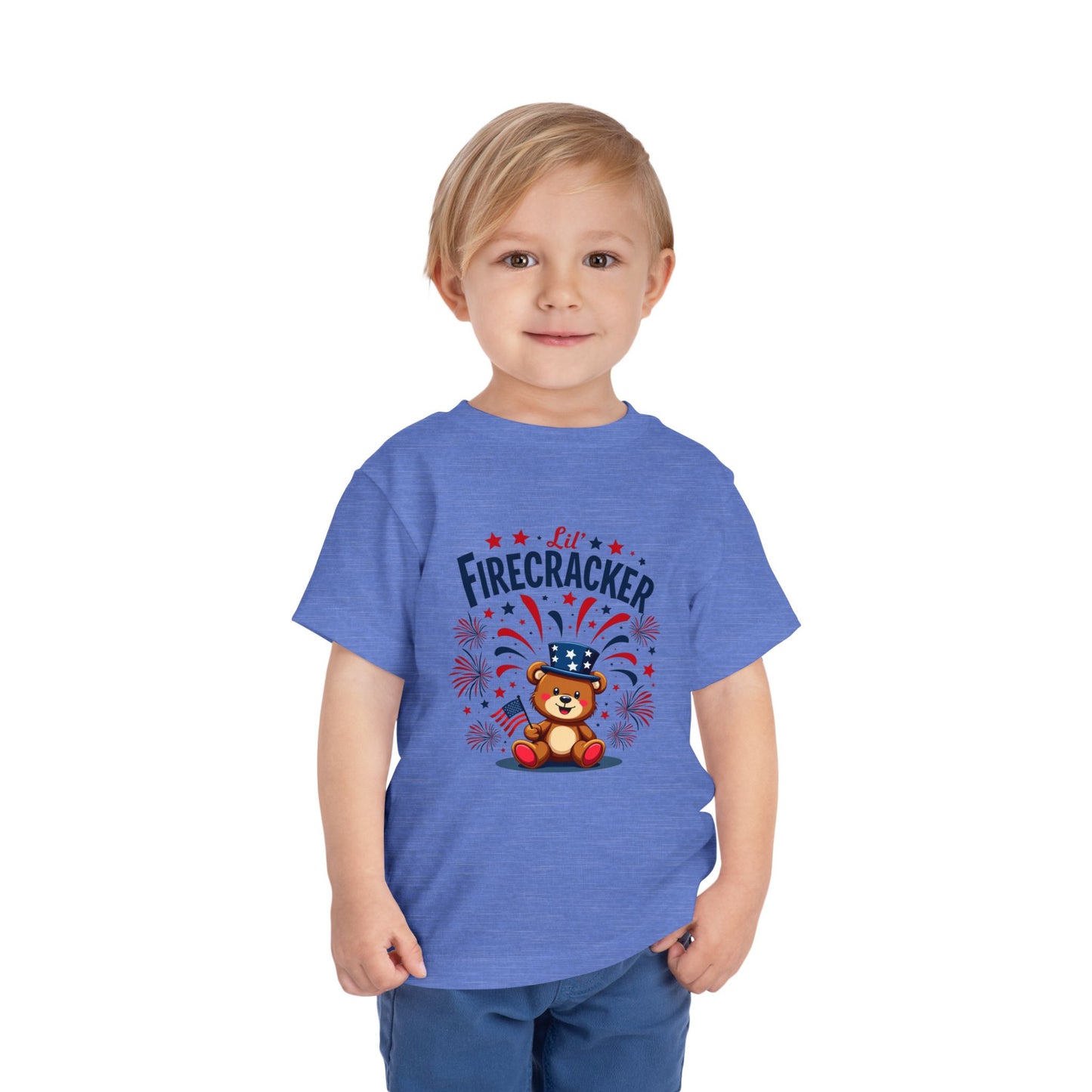 Patriotic Toddler Tee - Little Firecracker 4th of July Shirt