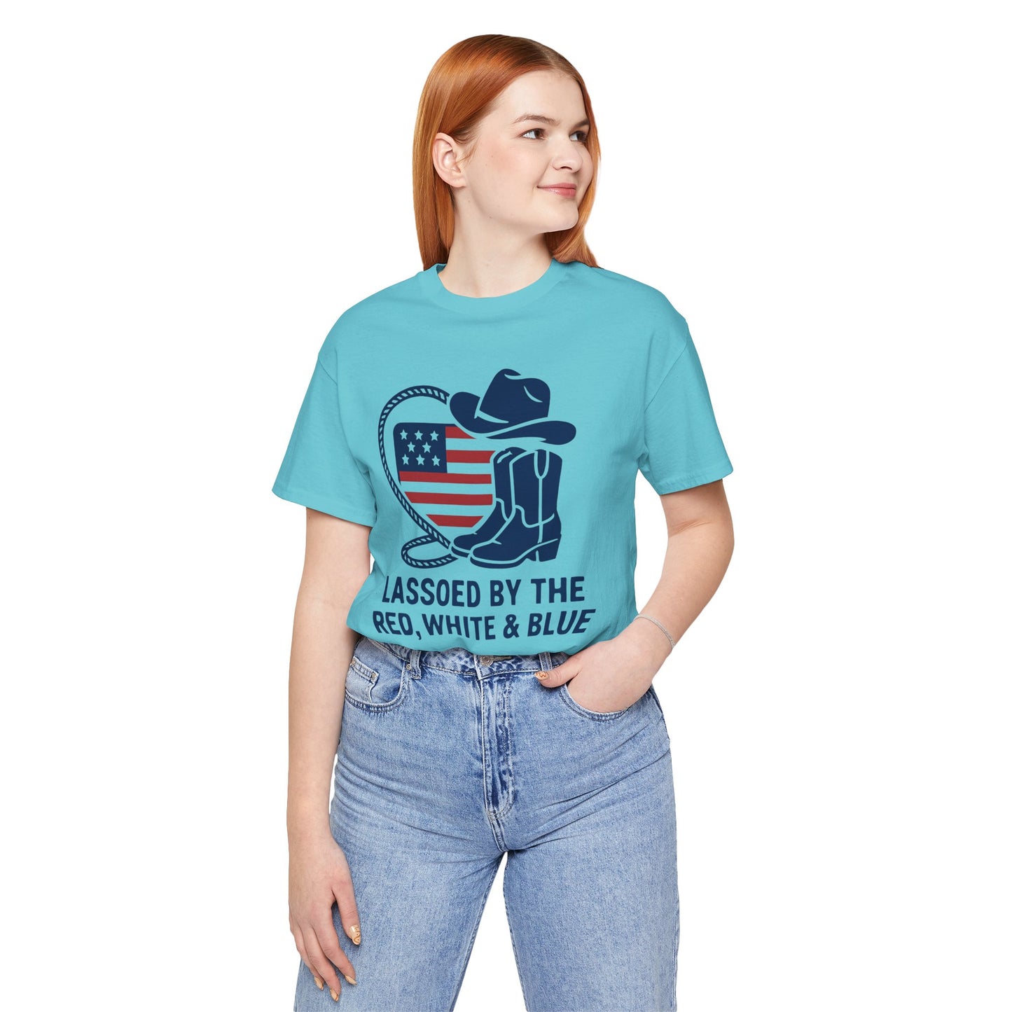 Patriotic Cowboy Tee - Lassoed by the Red, White & Blue