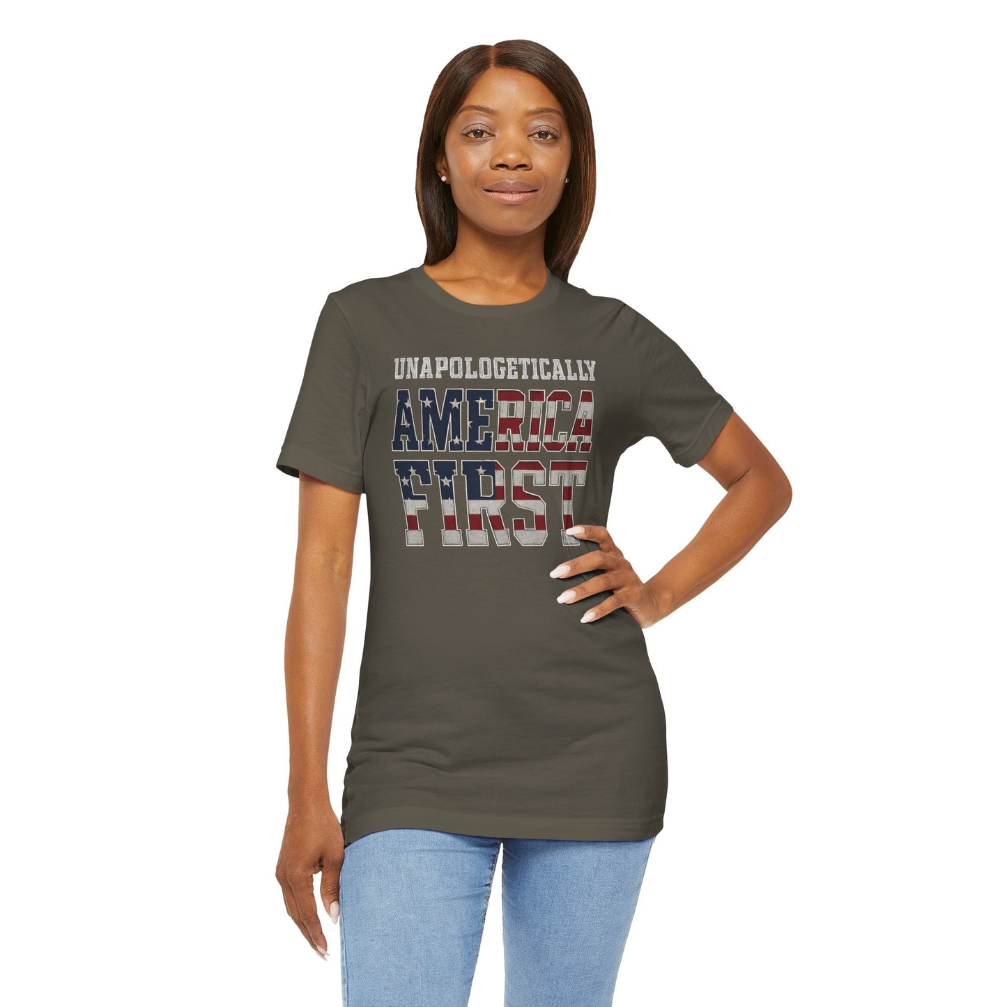 America First Unisex Tee | Patriotic Short Sleeve Shirt