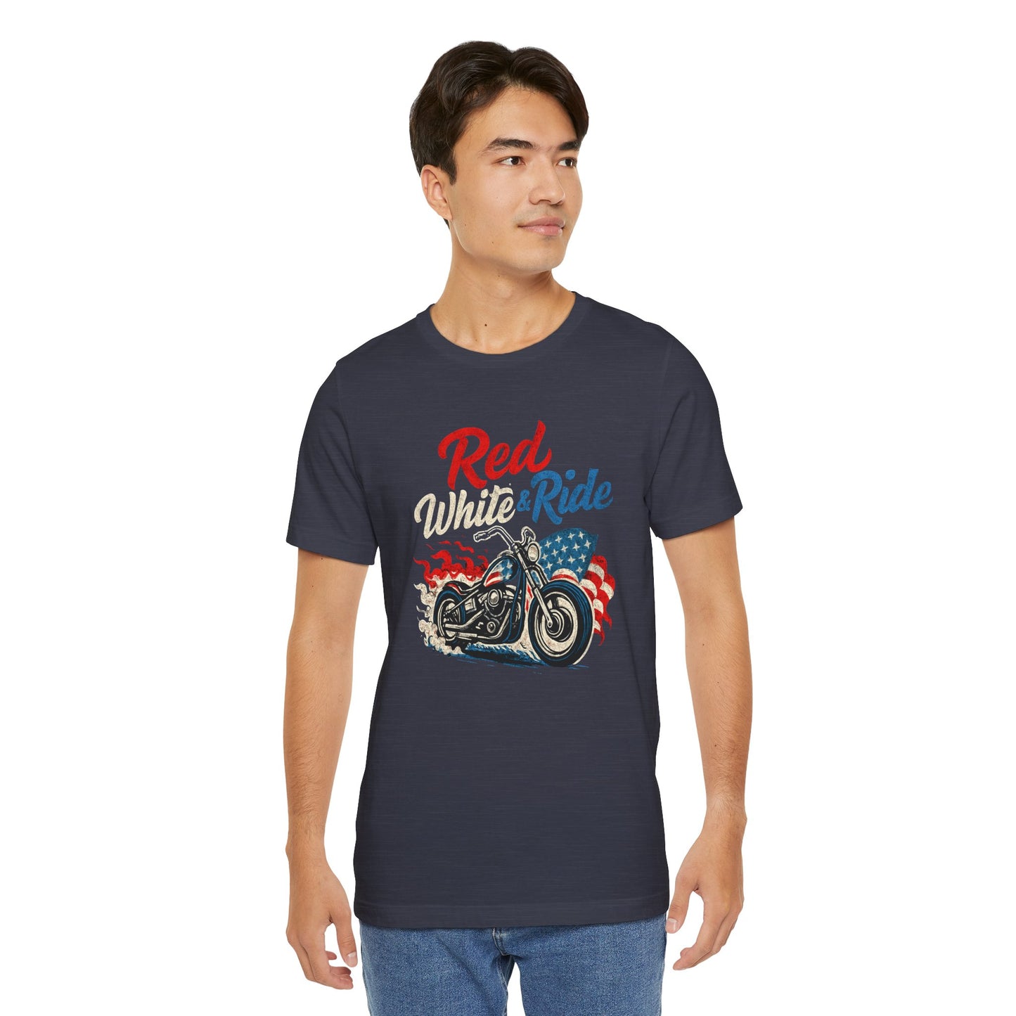 Red White & Ride Motorcycle Tee