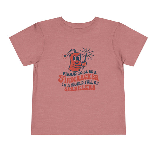 Proud to be a Firecracker Shirt, Kids Summer Apparel Celebration Tee