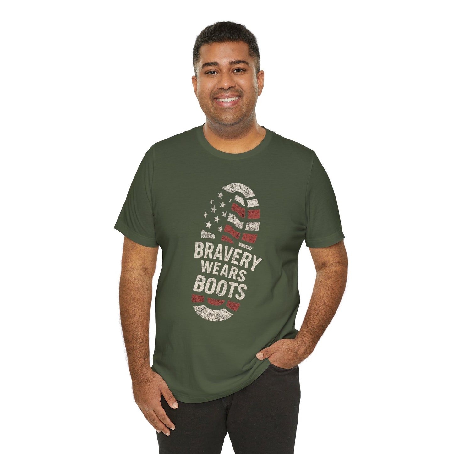 Bravery Wears Boots - Veterans Military Tribute Shirt