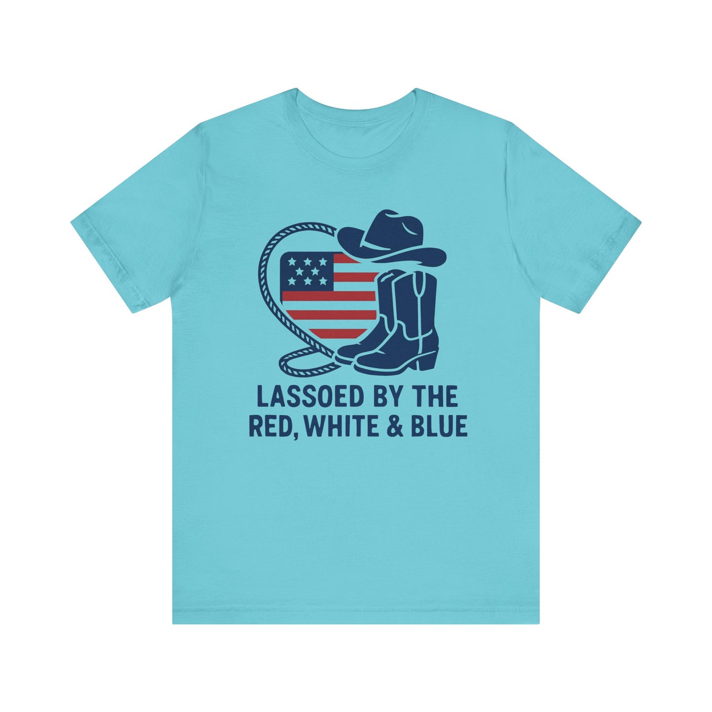 Patriotic Cowboy Tee - Lassoed by the Red, White & Blue