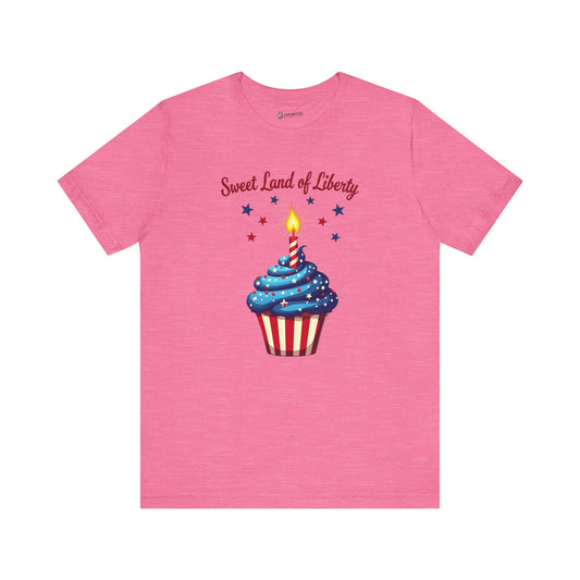 Patriotic Cupcake Tee - Sweet Land of Liberty Unisex Jersey Short Sleeve Shirt