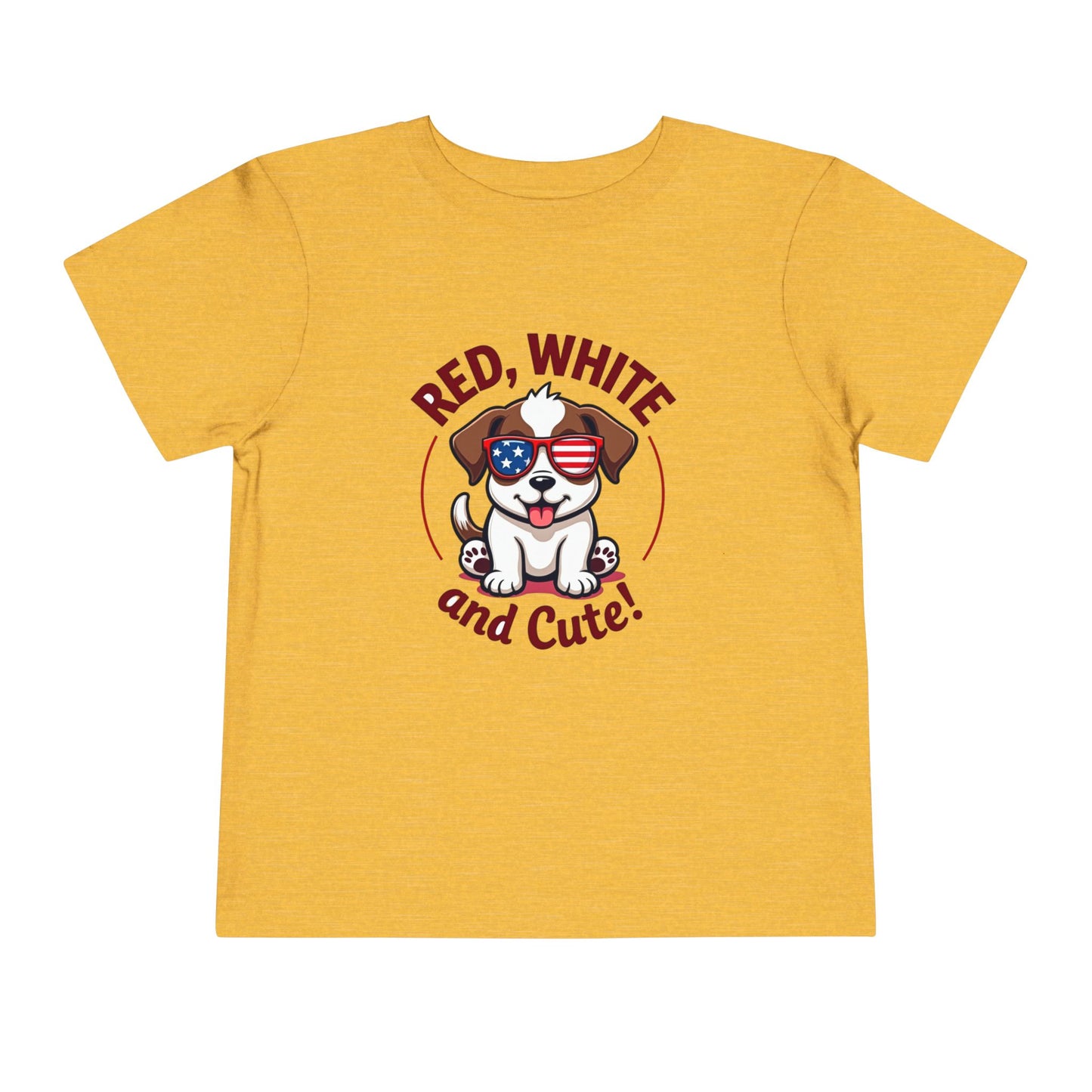 Red, White and Cute Dog Graphic Shirt Toddler Short Sleeve Tee