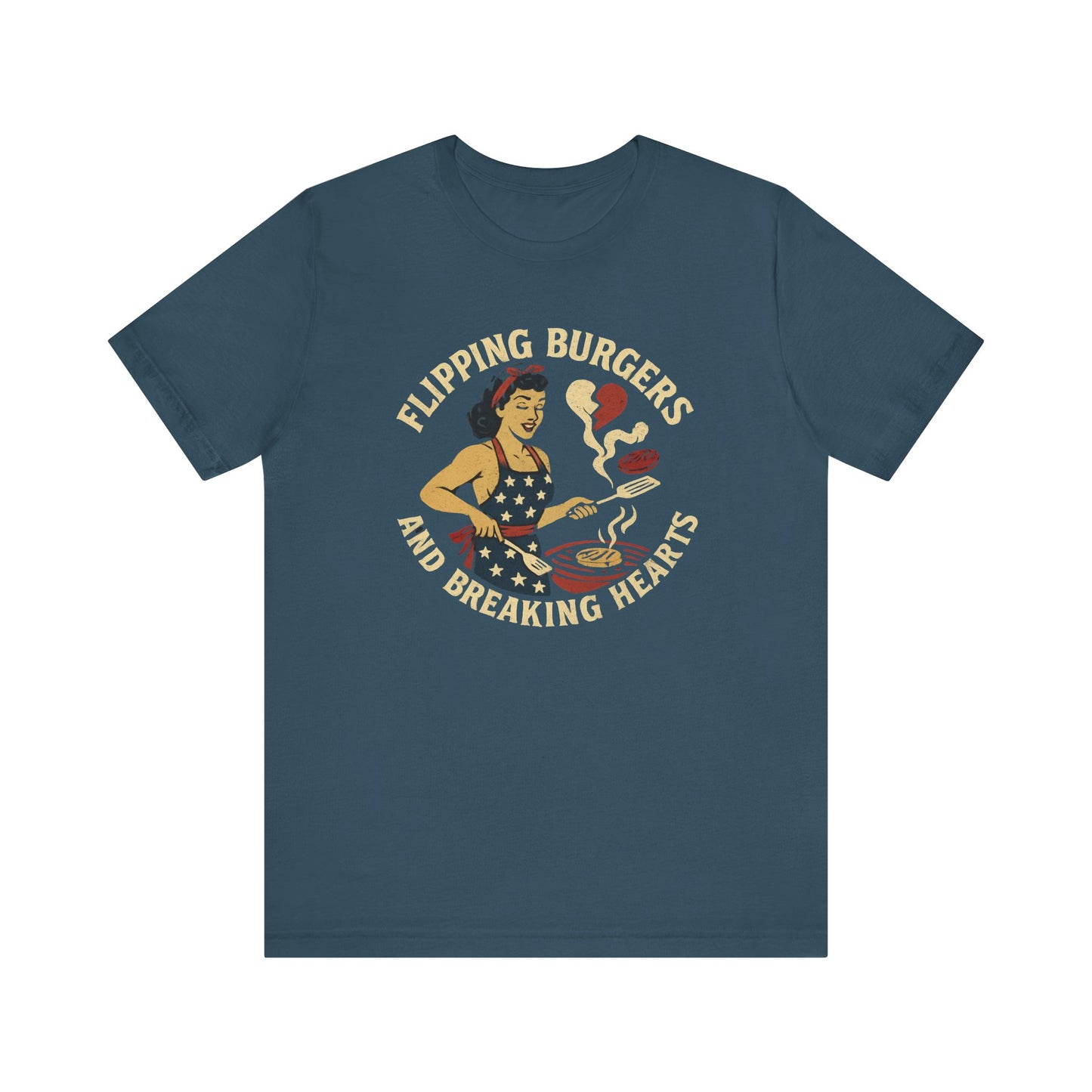 Funny Cooking Tee, Flipping Burgers and Breaking Hearts Unisex Shirt