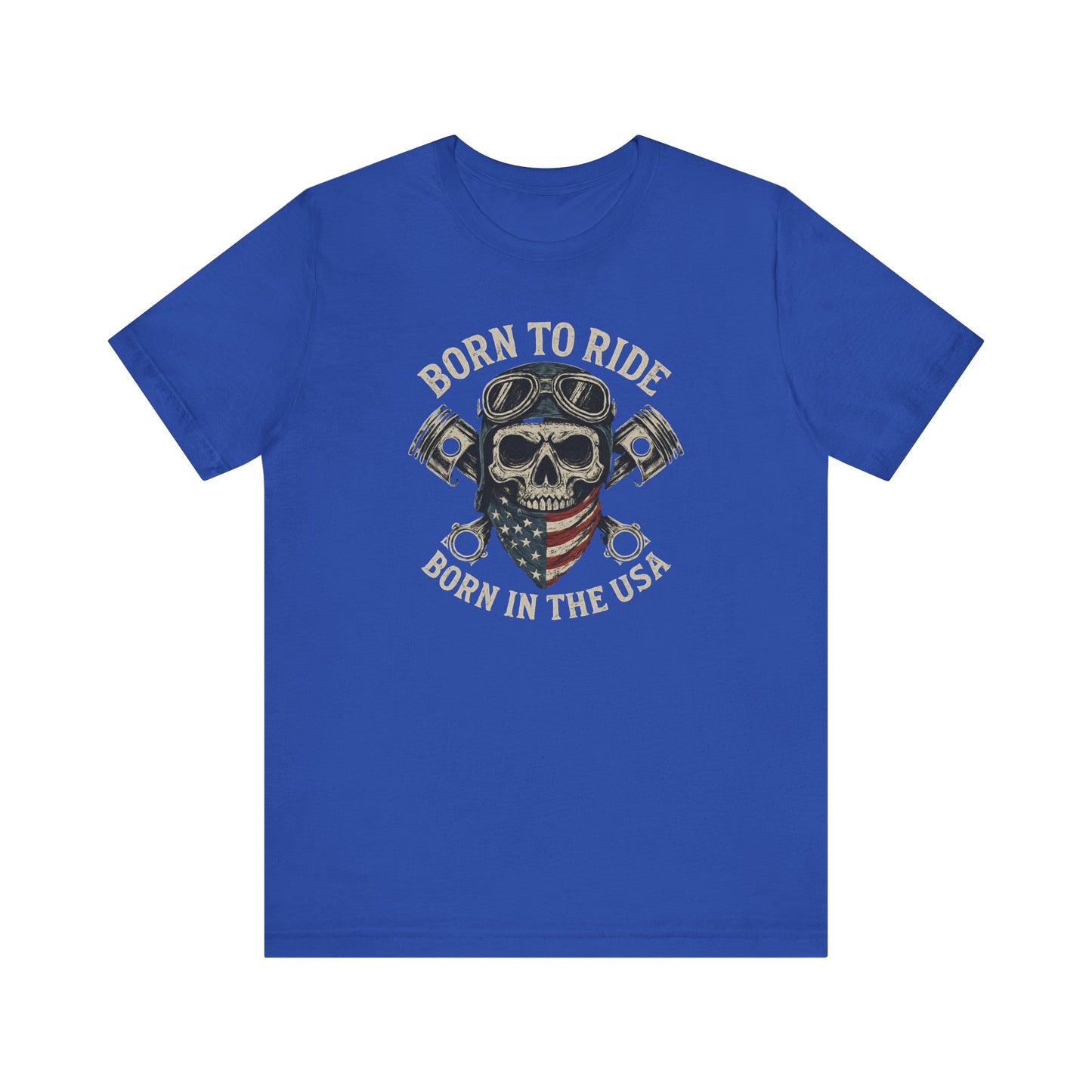 USA Born to Ride Skull Tee, Motorcycle T-Shirt