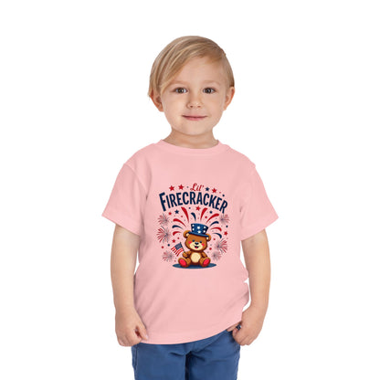 Patriotic Toddler Tee - Little Firecracker 4th of July Shirt