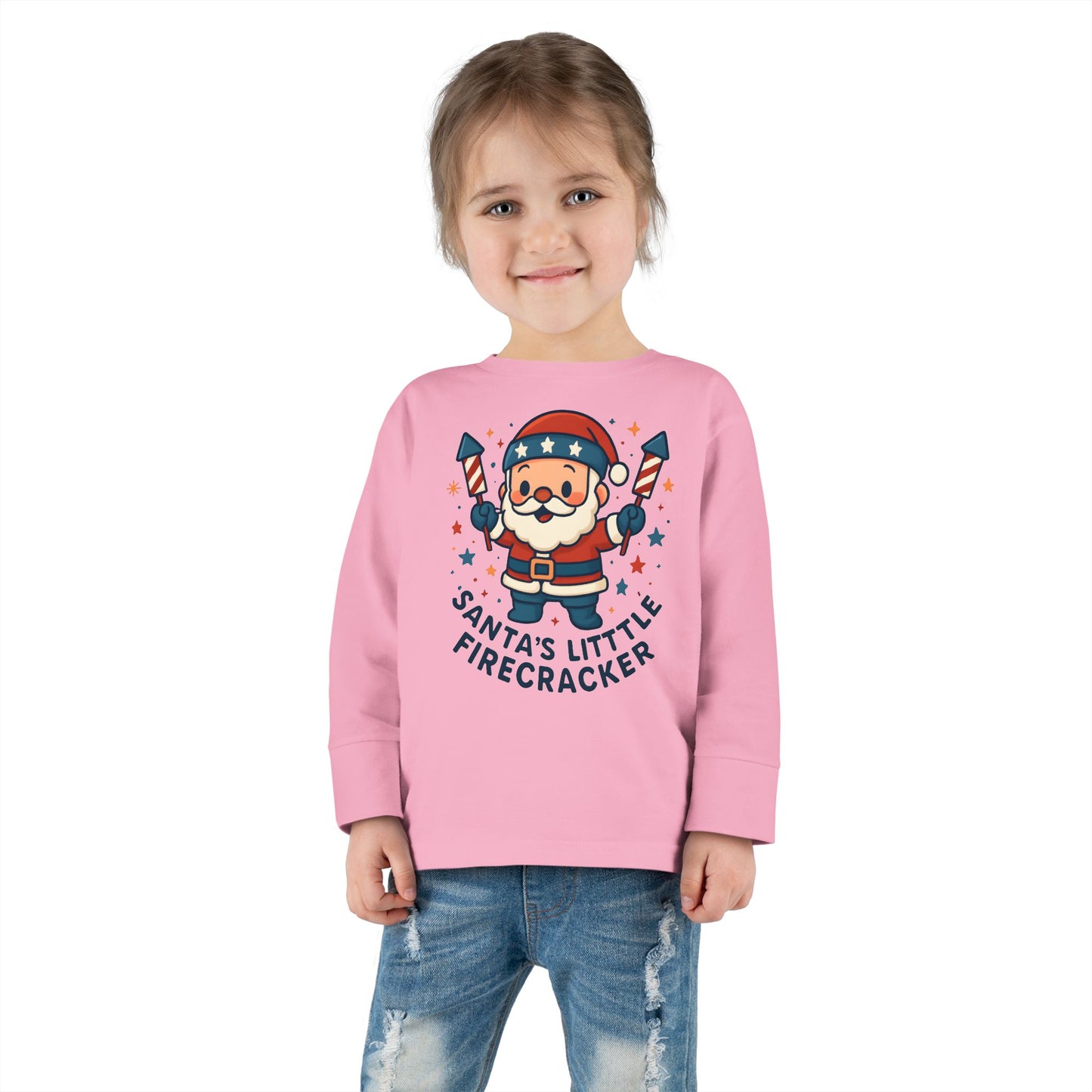Santa’s Little Firecracker Toddler Long Sleeve Tee