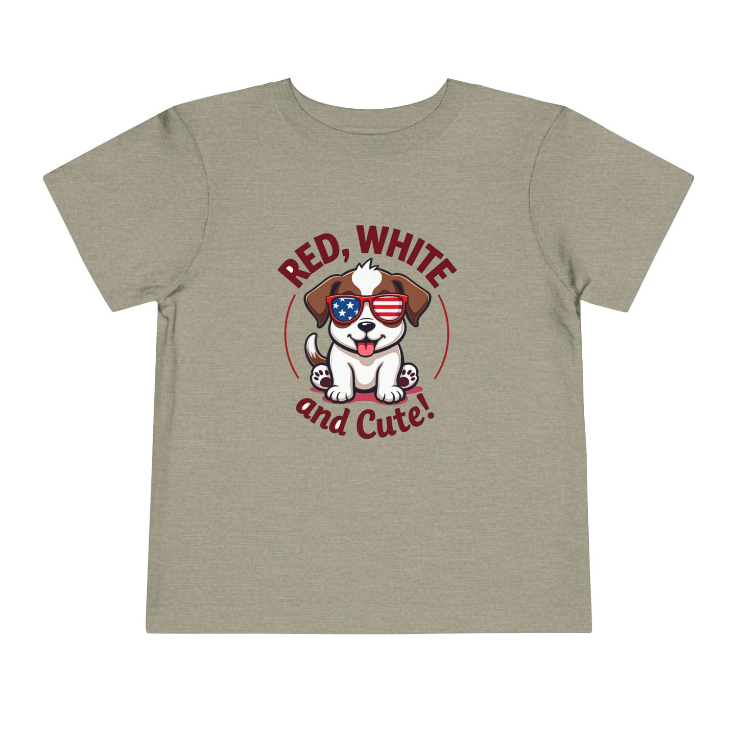 Red, White and Cute Dog Graphic Shirt Toddler Short Sleeve Tee