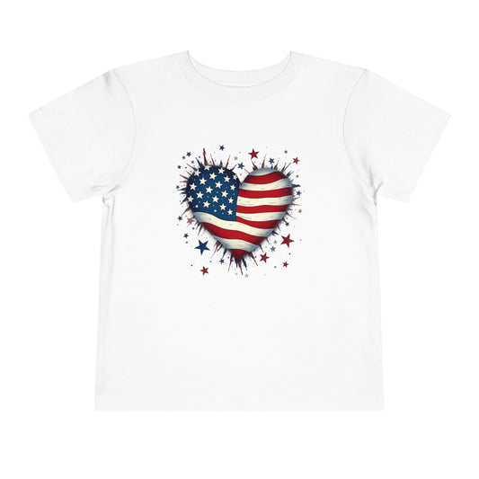 USA Heart Design, Kids' Independence Day Shirt, Summer Fun Top, Party Outfit, 4th of July Apparel