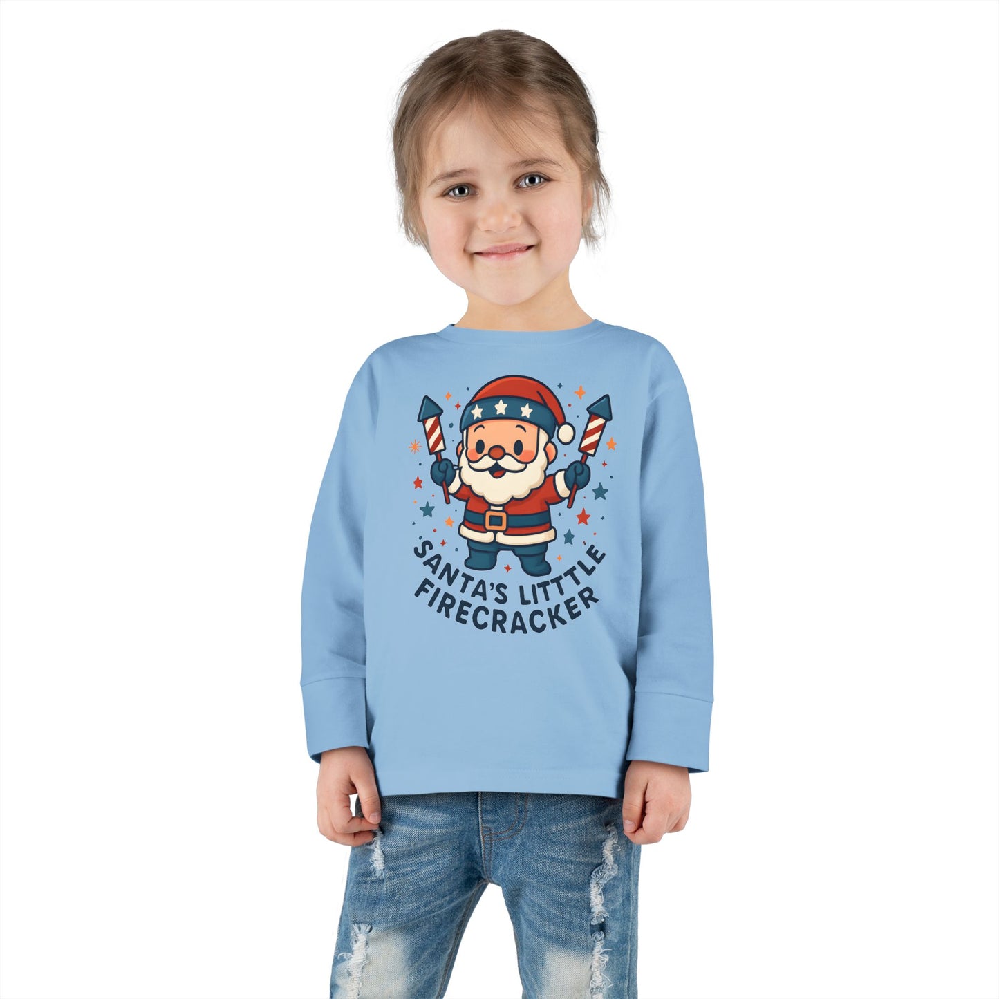 Santa’s Little Firecracker Toddler Long Sleeve Tee