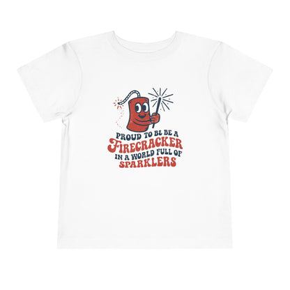 Proud to be a Firecracker Shirt, Kids Summer Apparel Celebration Tee