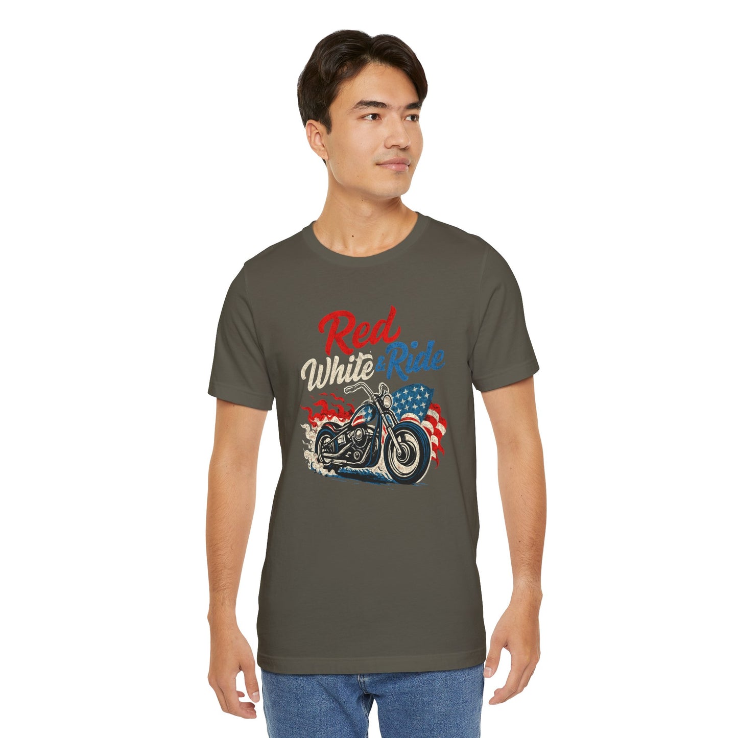 Red White & Ride Motorcycle Tee