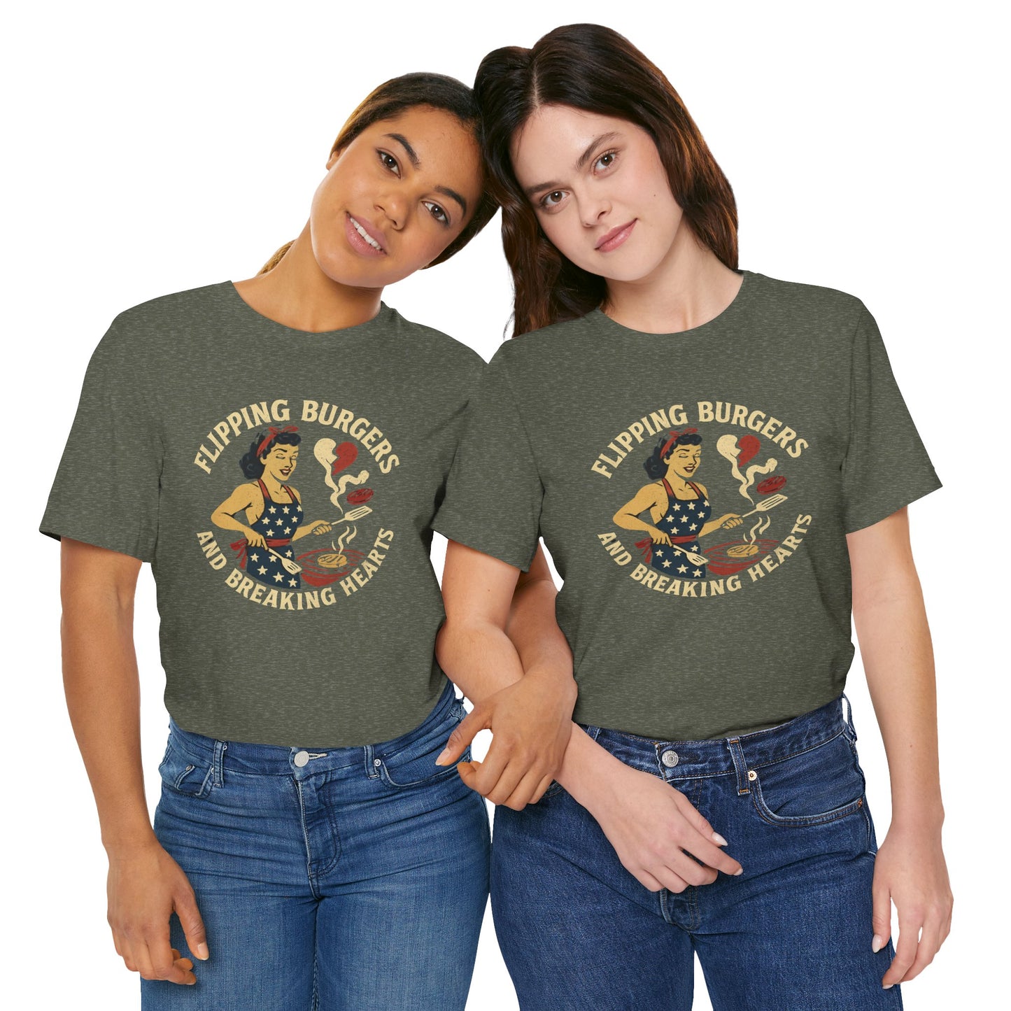 Funny Cooking Tee, Flipping Burgers and Breaking Hearts Unisex Shirt