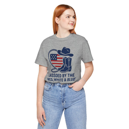 Patriotic Cowboy Tee - Lassoed by the Red, White & Blue