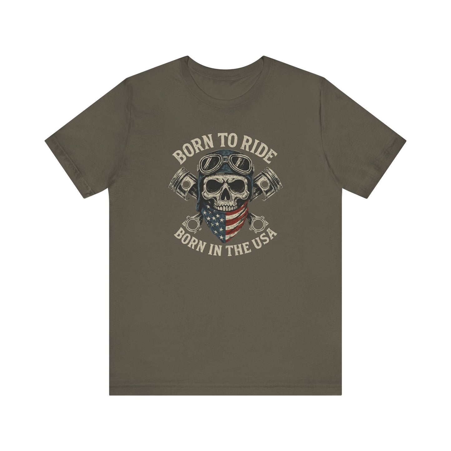 USA Born to Ride Skull Tee, Motorcycle T-Shirt