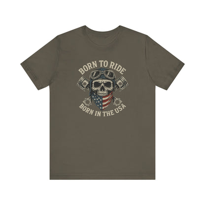 USA Born to Ride Skull Tee