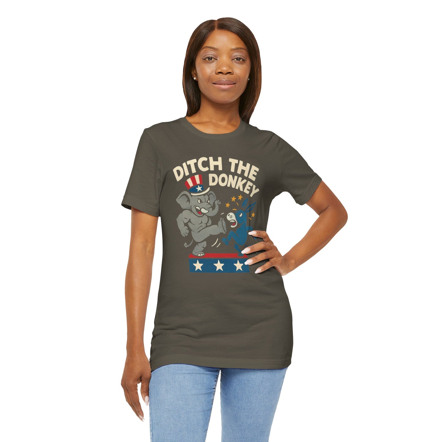 Ditch the Donkey Tee, Unisex Short Sleeve Graphic Shirt, Election Day Outfit, Party Shirt, Political Gift