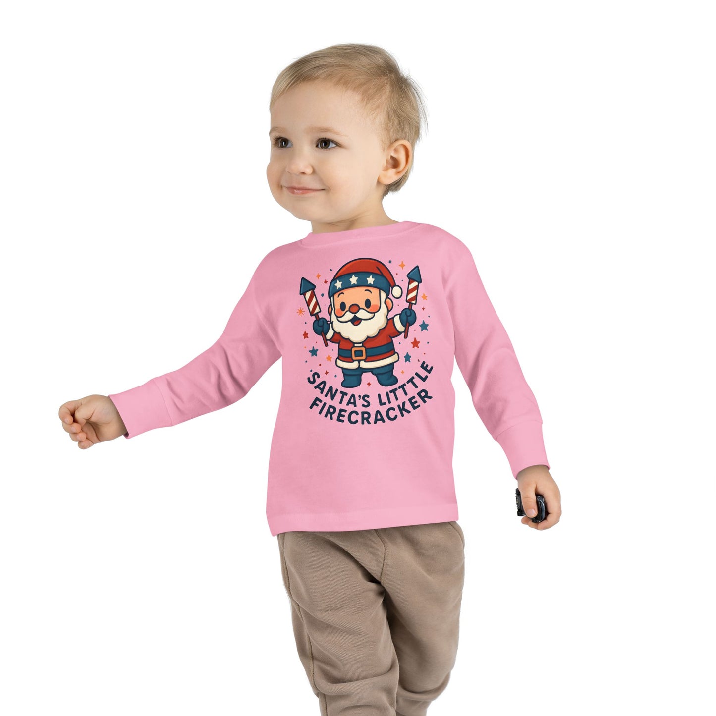 Santa’s Little Firecracker Toddler Long Sleeve Tee