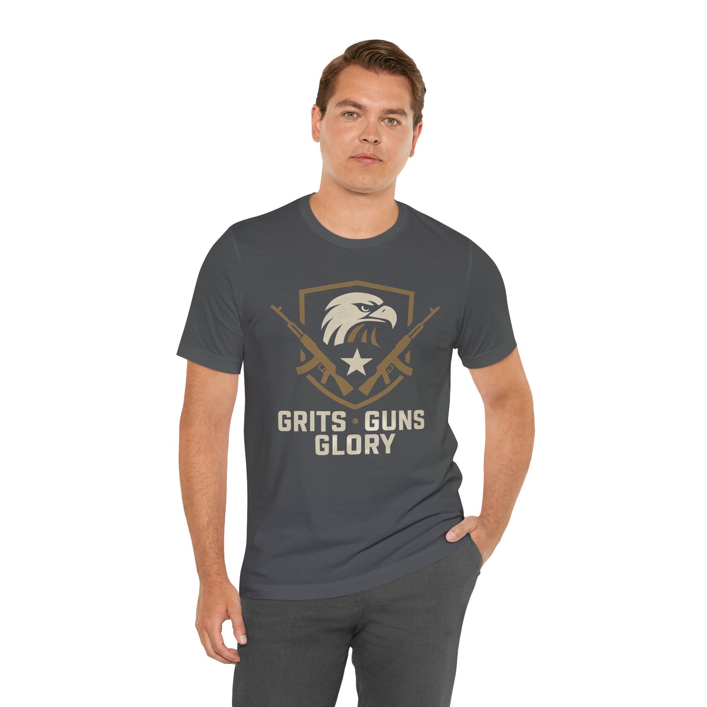 Grits Guns Glory Tee - Gift for Militant Enthusiasts, Patriot Apparel