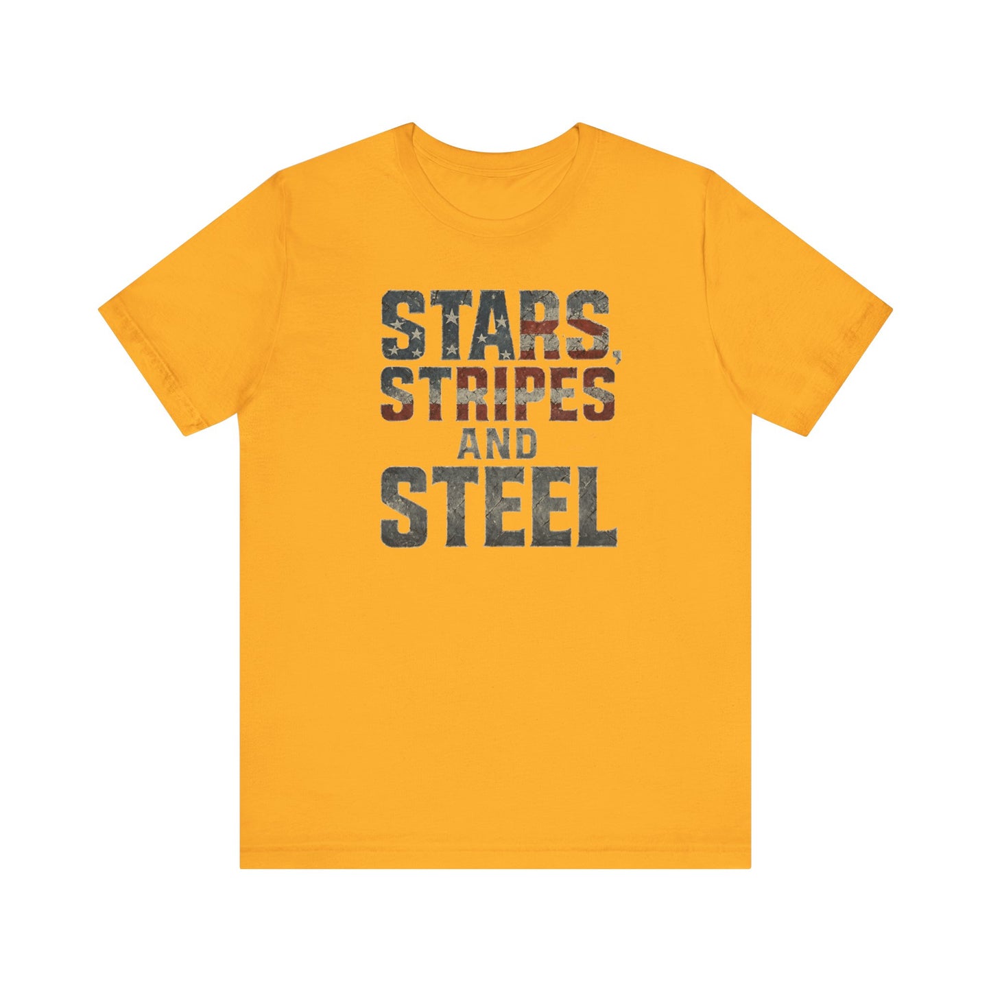 Stars, Stripes, and Steel Unisex Tee - Patriotic Short Sleeve T-Shirt for Celebrations, Casual Wear, Gifts