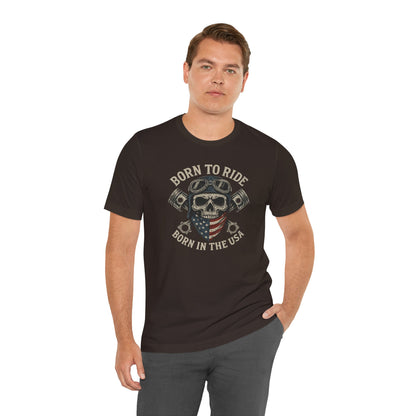 USA Born to Ride Skull Tee