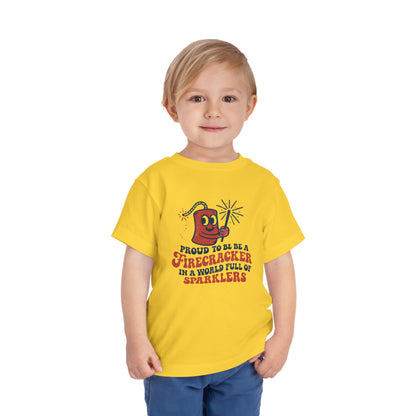 Proud to be a Firecracker Shirt, Kids Summer Apparel Celebration Tee