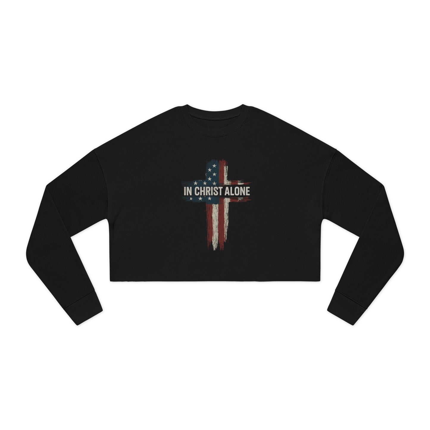 Patriotically into Christ Design Cropped Sweatshirt