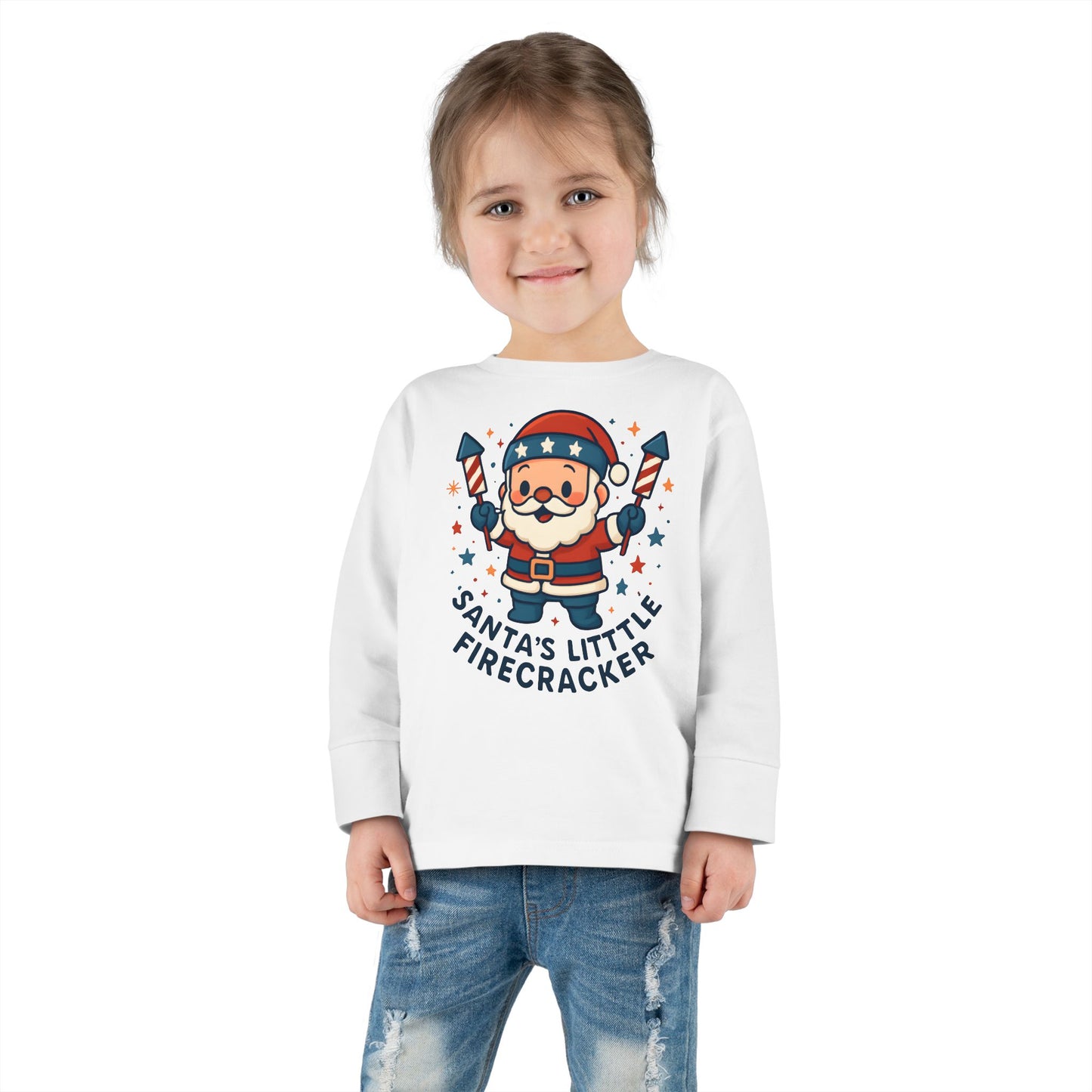 Santa’s Little Firecracker Toddler Long Sleeve Tee