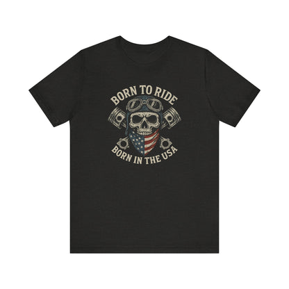 USA Born to Ride Skull Tee