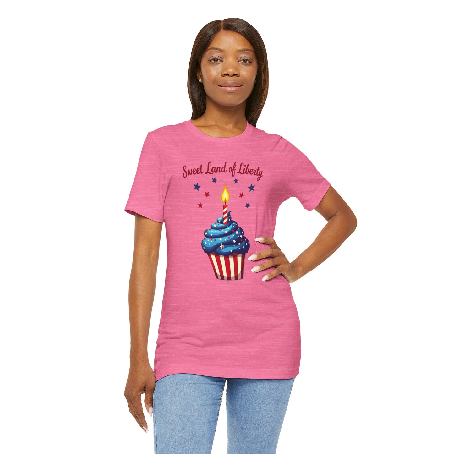 Patriotic Cupcake Tee - Sweet Land of Liberty Unisex Jersey Short Sleeve Shirt