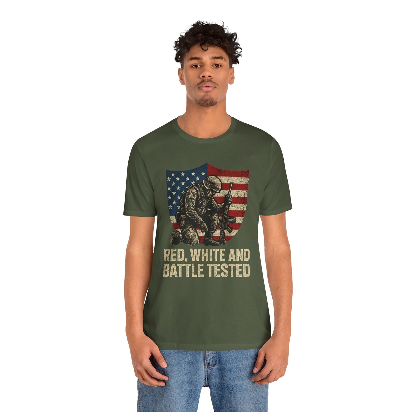 Red, White and Battle Tested tee