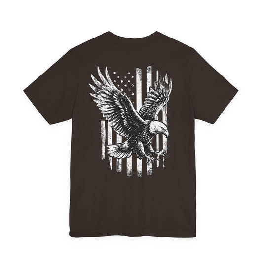 Eagle soars over America Flag