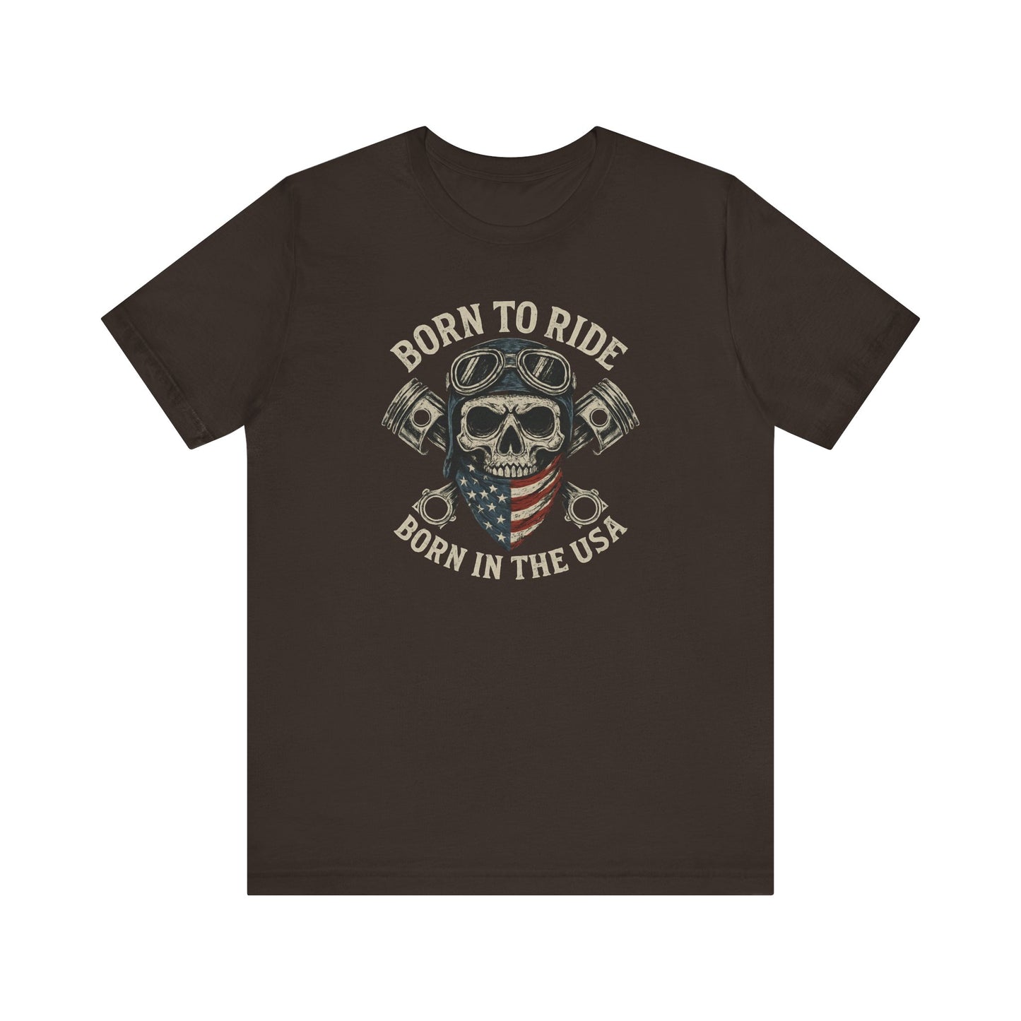USA Born to Ride Skull Tee, Motorcycle T-Shirt