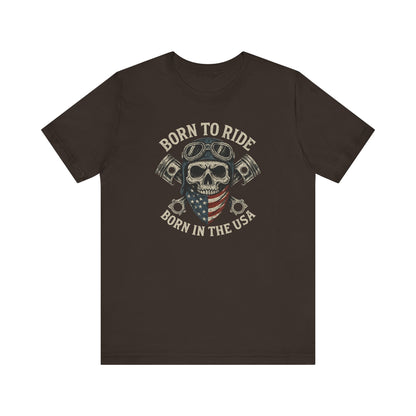 USA Born to Ride Skull Tee