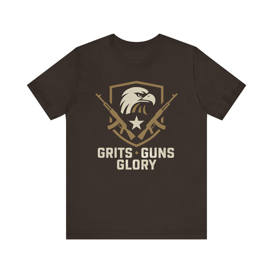 Grits Guns Glory Tee - Gift for Militant Enthusiasts, Patriot Apparel
