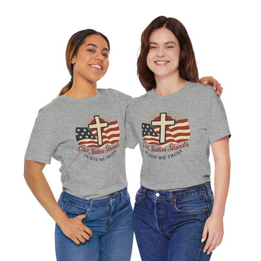 Faith & Freedom Tee: Patriotic Short Sleeve Shirt, Christian Apparel, Independence Day Gift, Memorial Day T-Shirt, US Flag Tee